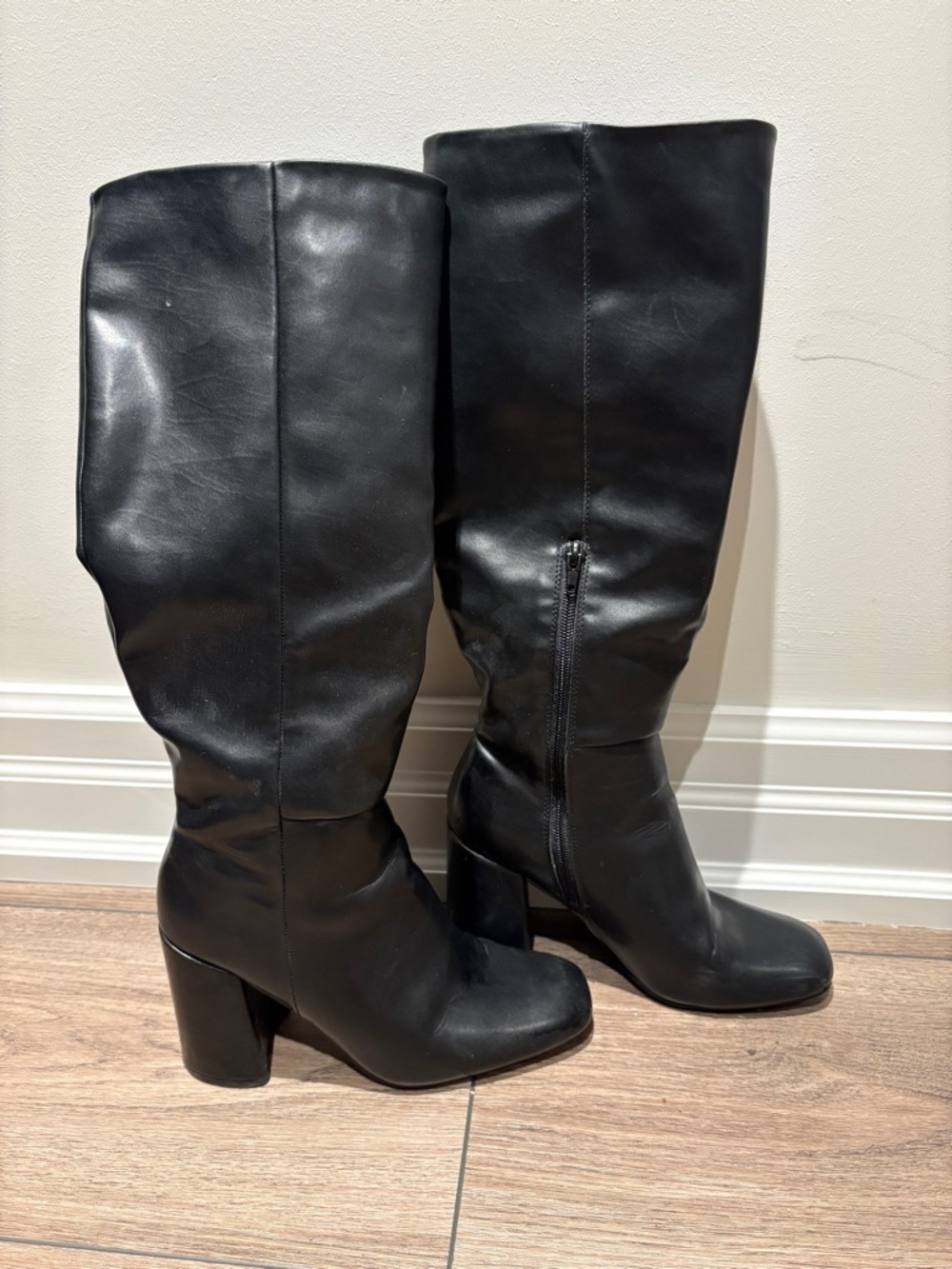Steve Madden Black Knee-High Block Heel Boots